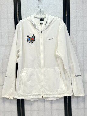 Nike Running XL White Hooded Zip Ultralight Windbreaker 2014 Wild Canyon Games